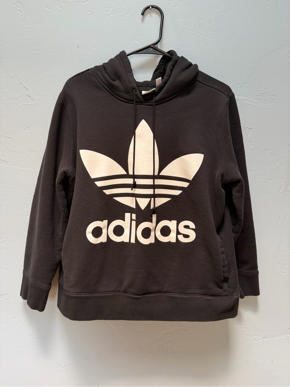 adidas Originals Trefoil Hoodie Women’s Large Black White Pullover